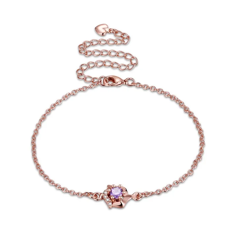 Fashion Geometric Pave Purple Zircon Rose Gold Anklets