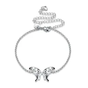 New Butterfly Shape Design Silver Plated Copper Anklets 20+10cm
