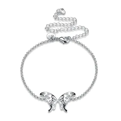New Butterfly Shape Design Silver Plated Copper Anklets 20+10cm