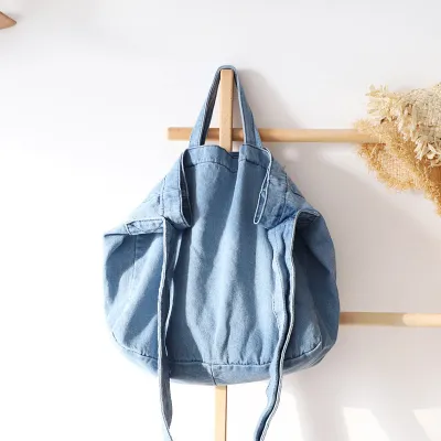 Campus Style Women Unique Denim Canvas Shoulder Bag Solid Color Big Square