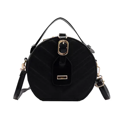 Women Vintage Round Shape Single Strap PU Crossbody Bag
