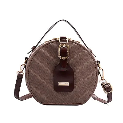 Women Vintage Round Shape Single Strap PU Crossbody Bag