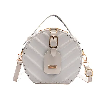 Women Vintage Round Shape Single Strap PU Crossbody Bag
