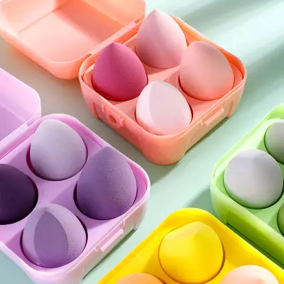 4pcs/set Hydrophilic Polyurethane Egg Shaped Makeup Blending Sponge Puffs