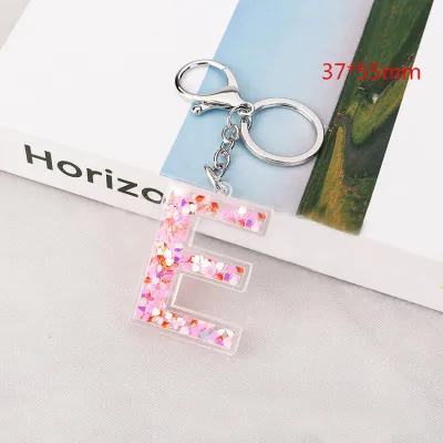 Creative Alphabet Letter Pattern Sequin Inside Acrylic Key Chain