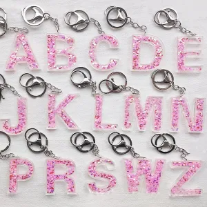 Creative Alphabet Letter Pattern Sequin Inside Acrylic Key Chain