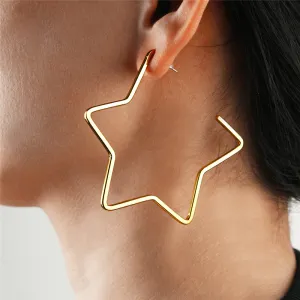 Unique Star Shape Metal Hoop Earrings for Women