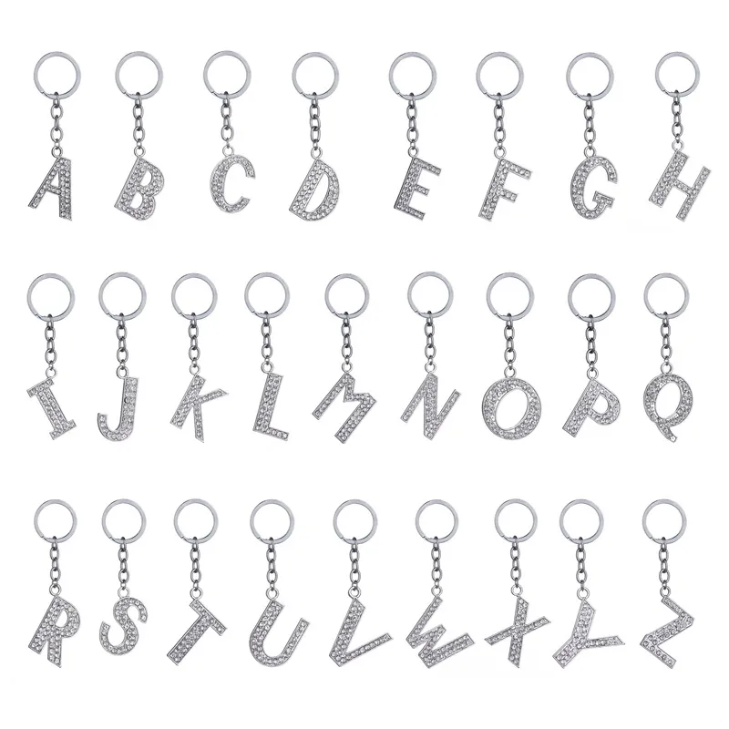 Fashion Alphabet Single Letter Rhinestone Key Chain