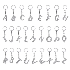 Fashion Alphabet Single Letter Rhinestone Key Chain