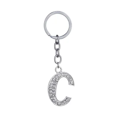 Fashion Alphabet Single Letter Rhinestone Key Chain