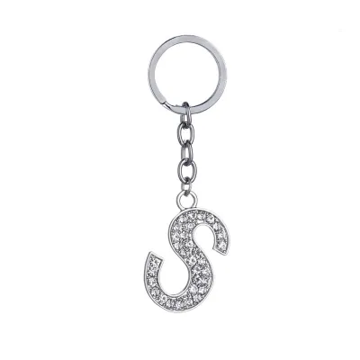 Fashion Alphabet Single Letter Rhinestone Key Chain