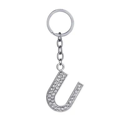 Fashion Alphabet Single Letter Rhinestone Key Chain