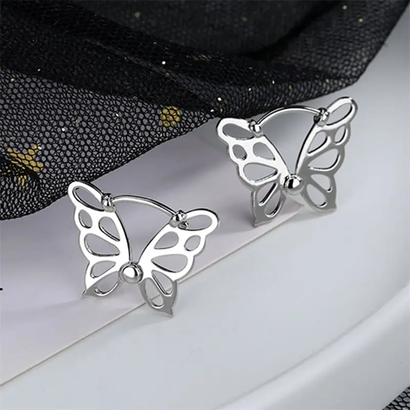 Women Creative Butterfly Design Insect Stud Earrings Copper