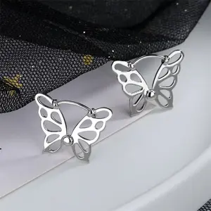Women Creative Butterfly Design Insect Stud Earrings Copper