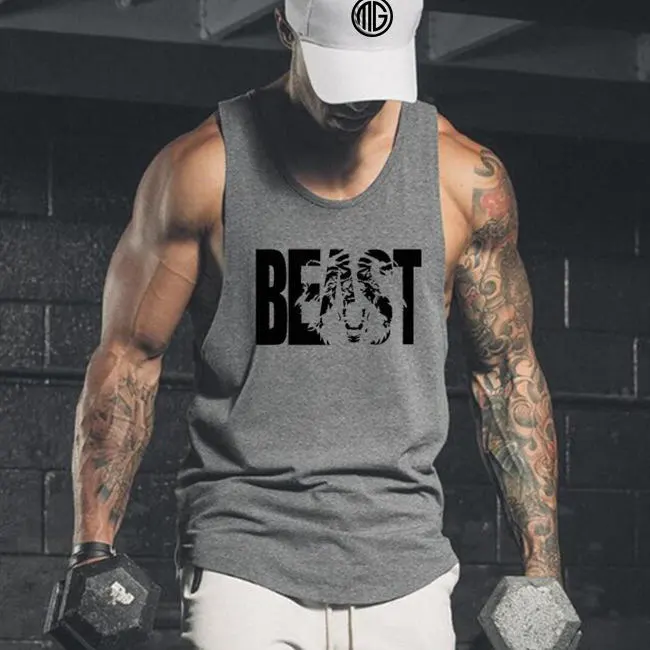 S-XXL Men's Fashion Letter Print Basic Cotton Tank Top