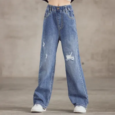 Girls Casual Hole Design Denim Jeans