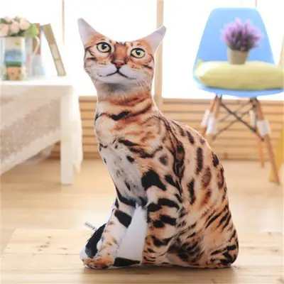 Creative Simulation 3D Cat Plush Pillow Toy Kids Soft Animal Print Stuffed Toy