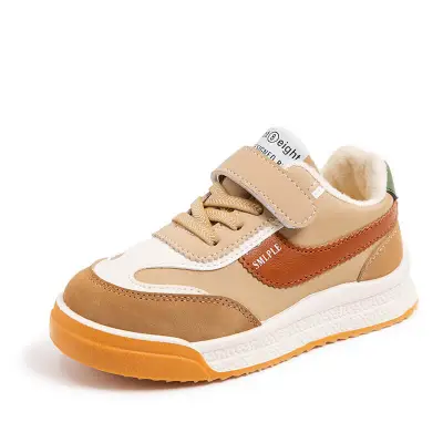 Boys Casual Tethered Velcro Closure Splice Sneakers Unisex PU Leather Thicken Sole