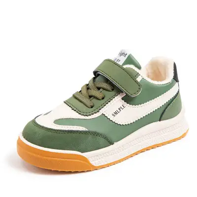 Boys Casual Tethered Velcro Closure Splice Sneakers Unisex PU Leather Thicken Sole
