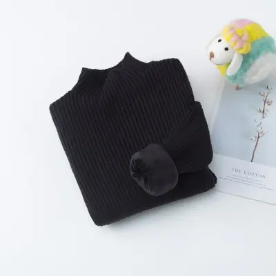 Boys Casual Long Sleeve Vertical Striped Fleece-lined Knitwear for Toddler