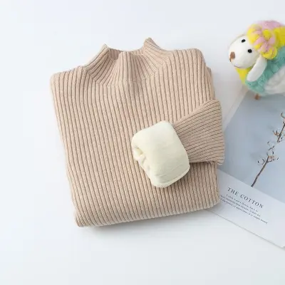 Boys Casual Long Sleeve Vertical Striped Fleece-lined Knitwear for Toddler