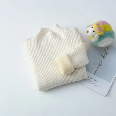 Boys Casual Long Sleeve Vertical Striped Fleece-lined Knitwear for Toddler