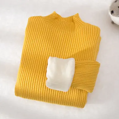 Boys Casual Long Sleeve Vertical Striped Fleece-lined Knitwear for Toddler