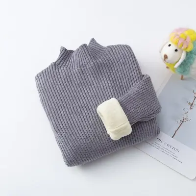 Boys Casual Long Sleeve Vertical Striped Fleece-lined Knitwear for Toddler