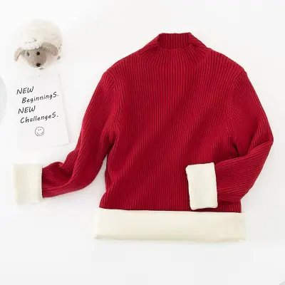 Boys Casual Long Sleeve Vertical Striped Fleece-lined Knitwear for Toddler