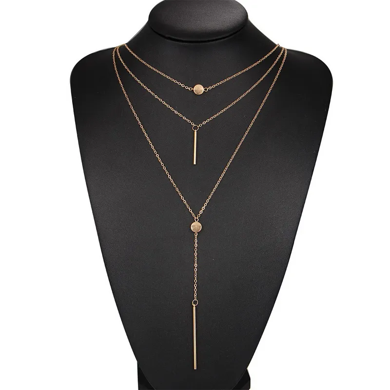Fashion Golden Alloy Chain Multilayer Trendy Necklace