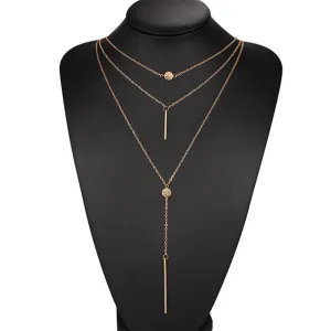 Fashion Golden Alloy Chain Multilayer Trendy Necklace