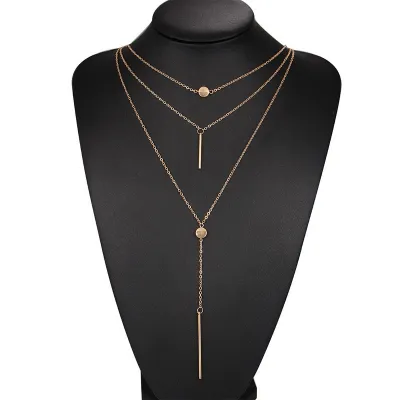 Fashion Golden Alloy Chain Multilayer Trendy Necklace