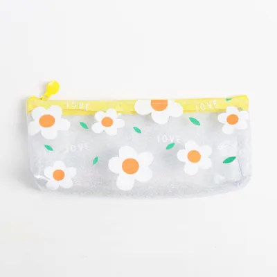 Simple Cute Transparent Glitter Pencil Bag for Students