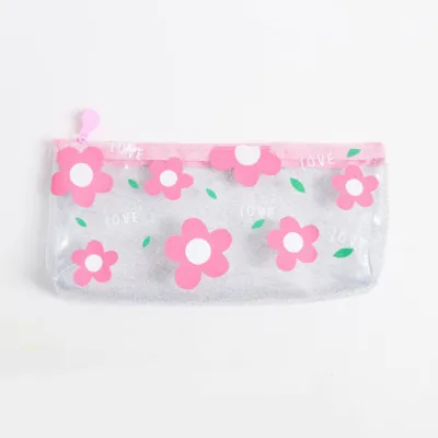 Simple Cute Transparent Glitter Pencil Bag for Students