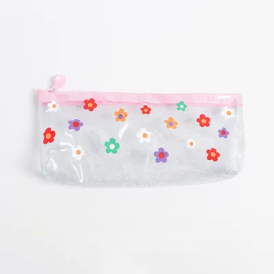 Simple Cute Transparent Glitter Pencil Bag for Students