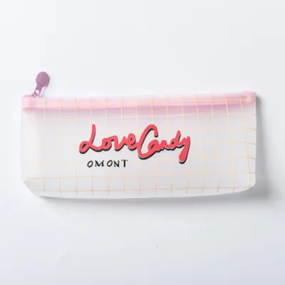 Simple Cute Transparent Glitter Pencil Bag for Students