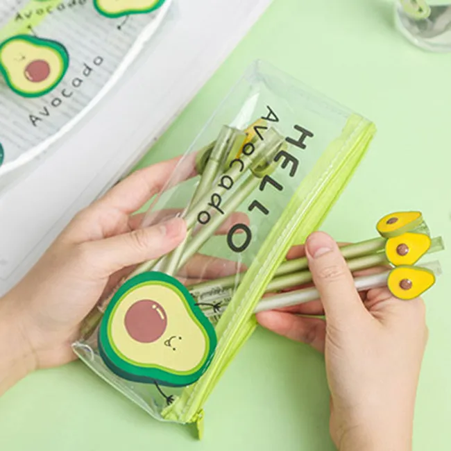 Simple Cute Transparent Glitter Pencil Bag for Students
