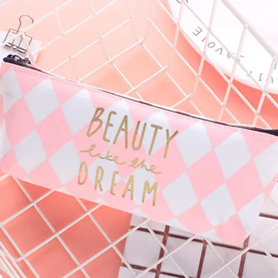 Men's Stripe Canvas Pencil Bag for School Stationery