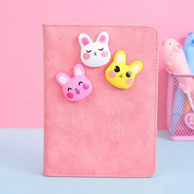 Cute Cartoon Pattern Decompression Soft Cover Notebook with Pen - Imitation Leather Journal