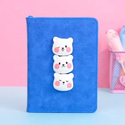 Cute Cartoon Pattern Decompression Soft Cover Notebook with Pen - Imitation Leather Journal