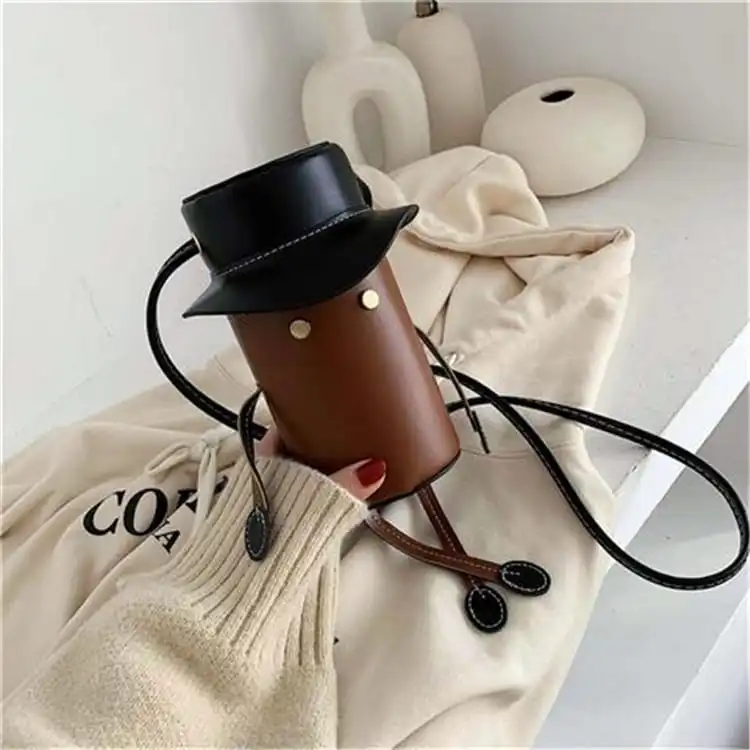 Women Cartoon Color Blocking Stitching PU Crossbody Bag with Adjustable Strap