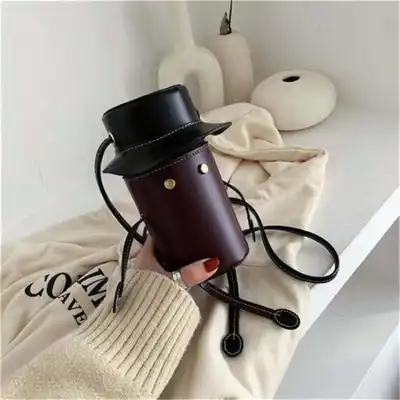 Women Cartoon Color Blocking Stitching PU Crossbody Bag with Adjustable Strap