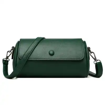 Women Fashion Solid Color Cylinder Shape Pillow PU Shoulder Bag