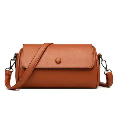 Women Fashion Solid Color Cylinder Shape Pillow PU Shoulder Bag