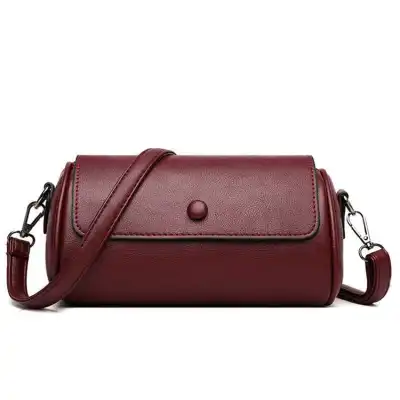 Women Fashion Solid Color Cylinder Shape Pillow PU Shoulder Bag