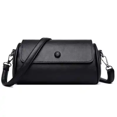 Women Fashion Solid Color Cylinder Shape Pillow PU Shoulder Bag