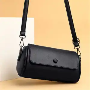 Women Fashion Solid Color Cylinder Shape Pillow PU Shoulder Bag