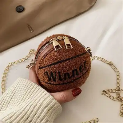 Women Fashion Color Blocking Spherical Chain Crossbody Cotton Bag