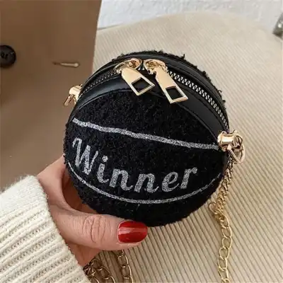 Women Fashion Color Blocking Spherical Chain Crossbody Cotton Bag