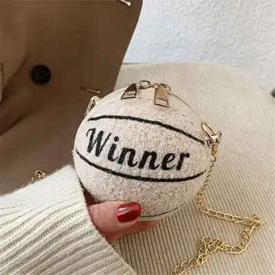 Women Fashion Color Blocking Spherical Chain Crossbody Cotton Bag